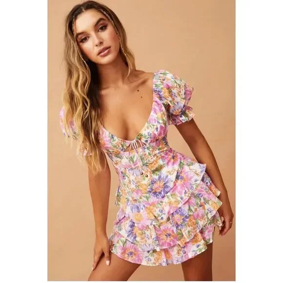 Sweet Pot sage And Paige New Bloom Mini Dress Pink Multi Size 4 - Picture 1 of 9